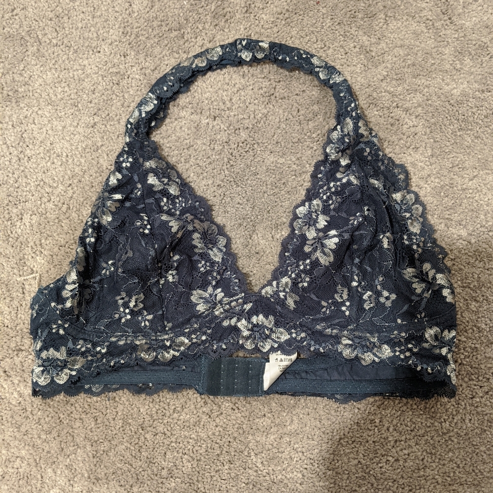 Maurice's Blue and Silver Lace Bralette Size XL